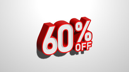 60 percent off discount promotion sale web banner. 60% percent off 3D illustration on white background