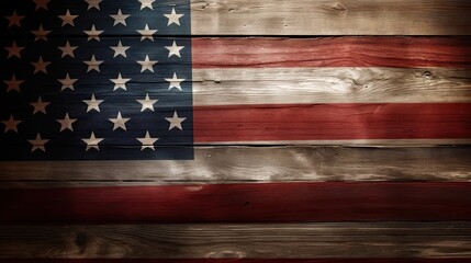 Memorial Day, Remember And Honor, Independence Day, American Flag on Old Wooden Table, Generative Art