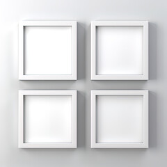 Walls with frames of photographs or paintings. Mockup. Generative AI