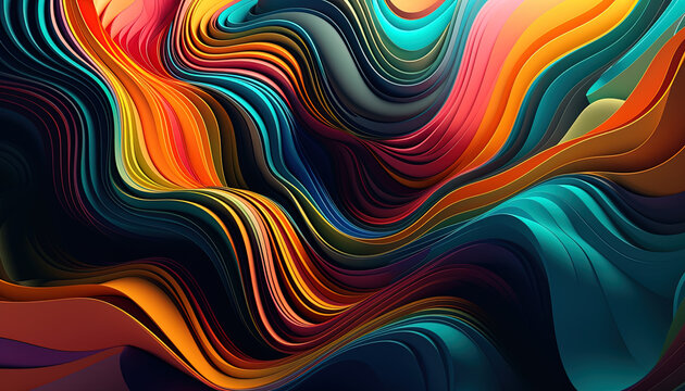 Multilayer color waves in gradients, abstract concept. Generative AI