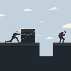 Vector two businessmen team work concept illustration