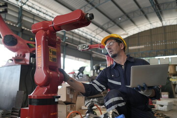 Industrial factory employee working in metal manufacturing industry