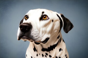 Studio portrait of a dog with a surprised face, concept of Pet Photography and Dalmatian Breed on colorful background Generated with AI

