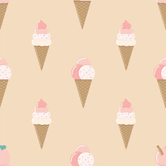 Colorful pastel ice cream pattern on a light background