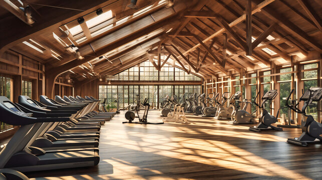 A gym filled with machines and exercise bikes