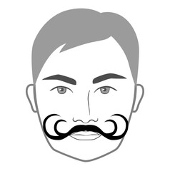 Freestyle mustache Beard style men face illustration Facial hair. Vector grey black portrait male Fashion template flat barber collection set. Stylish hairstyle isolated outline on white background.