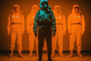 Nuclear Background.Dirty air, waste. Environmental pollution. Radiation. Hazard. Destroyed cloudiness. Invisible force. The murder of humanity. yellow and black danger symbol. Generative AI