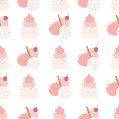 Colorful pastel ice cream pattern on a light background