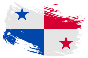 Obraz na płótnie Canvas Panama brush stroke flag vector background. Hand drawn grunge style Panamanian painted isolated banner.
