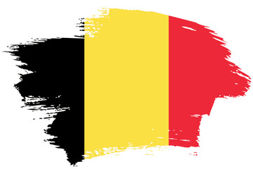 Belgium brush stroke flag vector background. Hand drawn grunge style Belgian painted isolated banner.