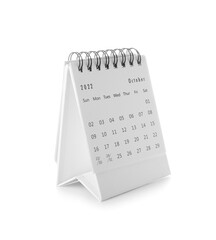 Flip calendar for October on white background