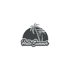 summer beach logo vector illustration. Design element for poster, card, banner, sign, emblem. Vector illustration