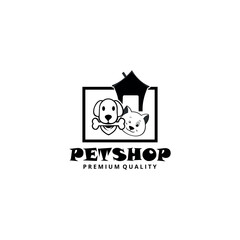 dog cat pet house shop logo vector. can use animal clinics, pet shop and veterinarian.