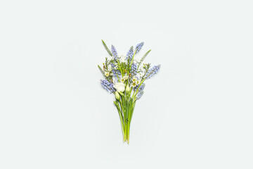 Obraz premium Beautiful bouquet with different flowers on grey background