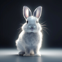 Obraz premium white rabbit on black background