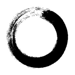 Vector illustration. Circular brush movement in the eastern style of painting and calligraphy. A circle drawn by a Chinese brush.