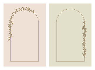 Zestaw dwóch prostych ramek wektorowych w minimalistycznym stylu z subtelną dekoracją z liści. Idealne dla osób ceniących prostotę i elegancję. © Monika