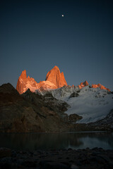 Panoramic photo of the mountains at sunrise.