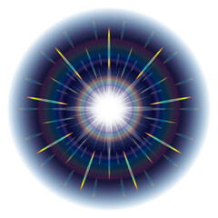 虹色のフレアの眩しい光源
