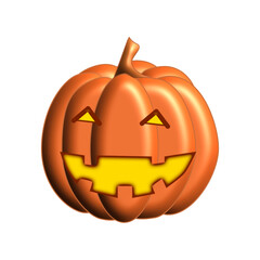 Scary pumpkin jack-o-lantern with creepy toothy smile and fiery glow inside realistic vector illustration isolated on white background. Traditional decoration, symbol of halloween holiday celebration.
