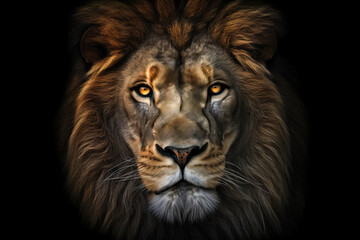 Fototapeta na wymiar Portrait of lion on Black Background