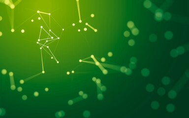 Fototapeta premium Abstract background. Molecules technology with polygonal shapes, connecting dots and lines. Connection structure. Big data visualization.