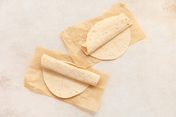 Fresh lavash on light background
