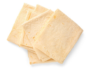 Fresh thin lavash on white background