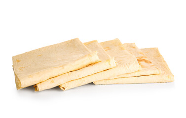 Fresh thin lavash on white background