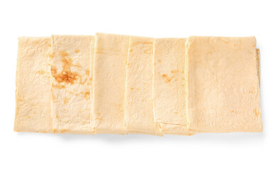 Fresh thin lavash on white background
