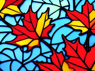 A Vibrant Garden in Glass: Stained Glass Window with Beautifully Colored Flowers and Leaves