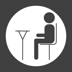 Man sitting in chair simple black outline icon vector illustration. editable stroke.