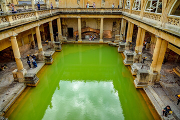 Ancient Roman baths in Bath, England.