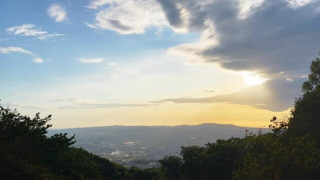 高円山山頂から望む奈良市内の夕景