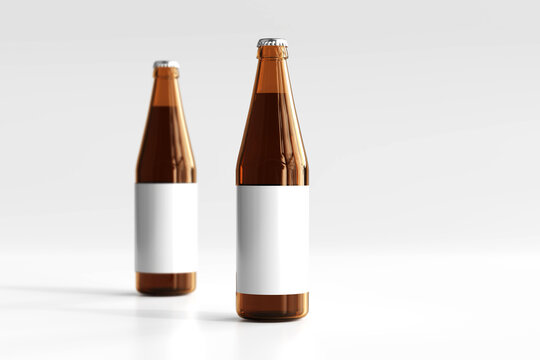 Beer Bottle Mock-Up - Blank Label. 3D illustration, 3D rendering.