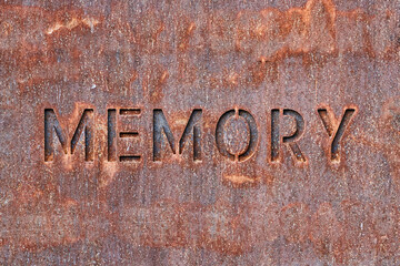 Memory word writen on metal plaque