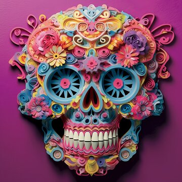 Candy Skulls Made of Paper Cutouts
