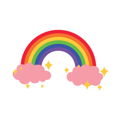 Fairy rainbow with clouds on white background. LGBT concept