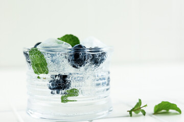 Blueberry Mojito Cocktail on White Background.