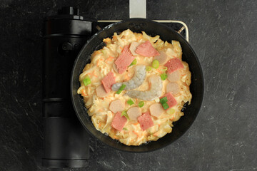 Making Okonomiyaki Seafood Pancake