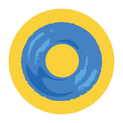 Blue inflatable ring on white background