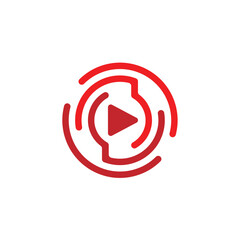 live streaming media video tv online red news play logo design symbol