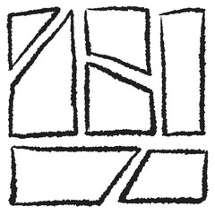 Drawn simple black squares and rectangles