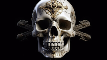Illustration of pirate skull - AI generated image.