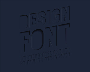 Modern Paper cut font set, slanted version