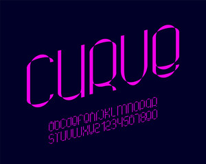 Uniquely design curved font set, slanted version