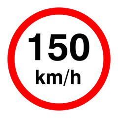 Maximum speed limit illustration 150 km per hour. Traffic sign illustration on white background..eps