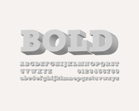 B&W 3D Block font set, positive version