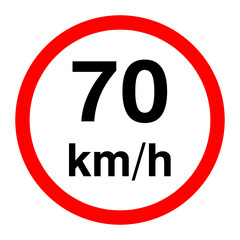 Road Sign - Speed Limit - Seventy miles illustration on white background..eps