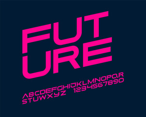 Futuristic Designer font set in vector format